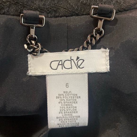 Cache, Black Stitched Jacket with Asymmetric Zipper, Size 6 - Picture 13 of 14